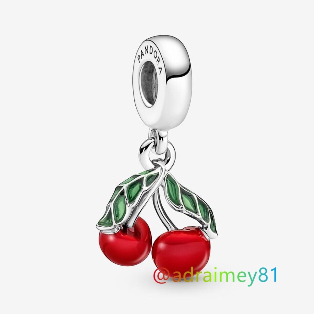 New Pandora Asymmetrical Cherry Fruit Dangle Charm